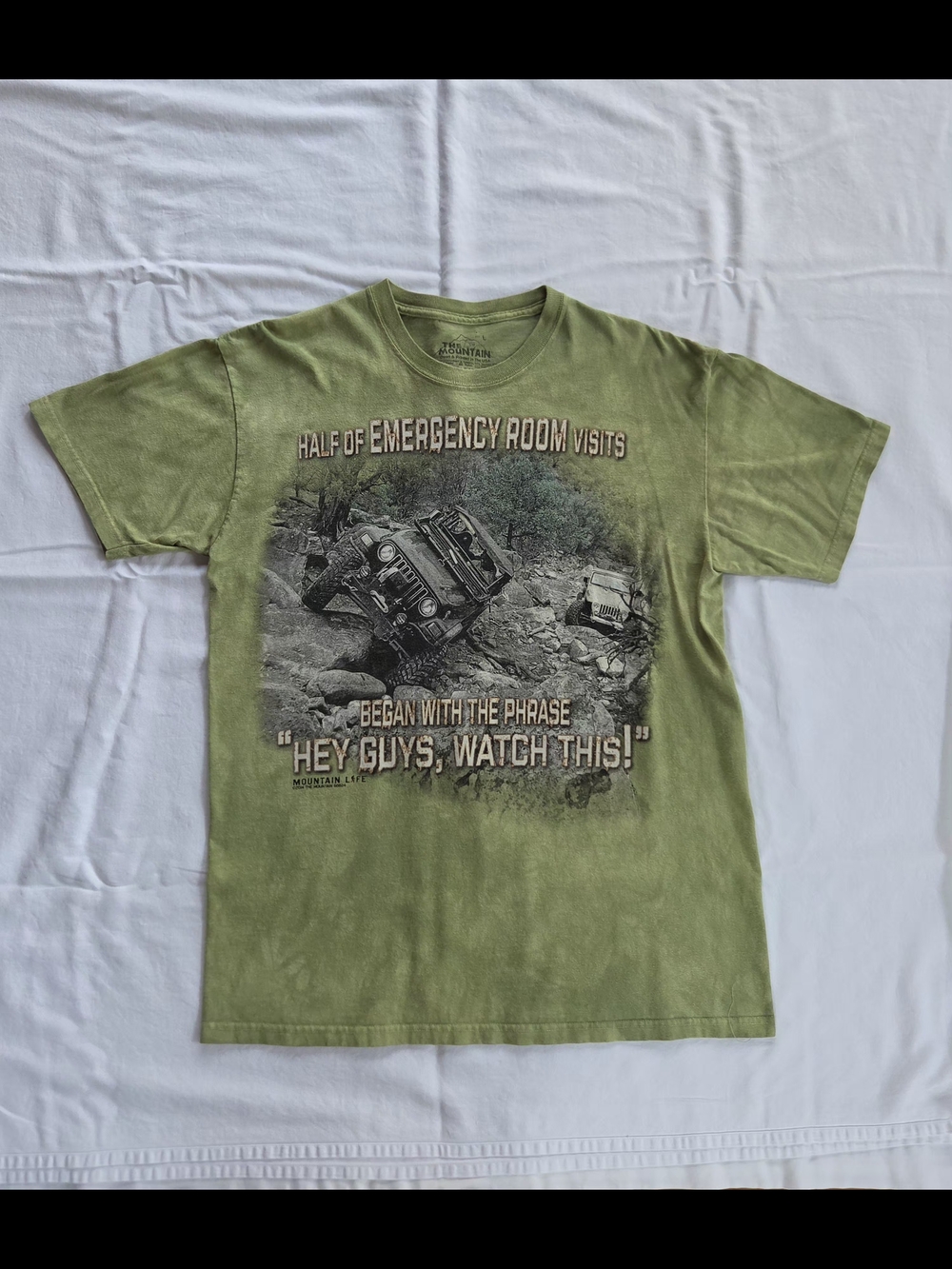 2014 The Mountain Green Tie Dye Off-Roading Graphic T-shirt Size L